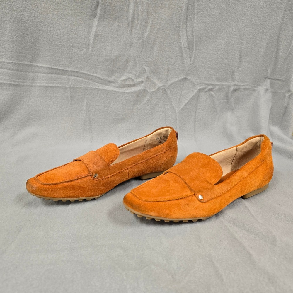 Franco Sarto Womens Orange Suede Loafers Slip On Driver Shoes Size 8.5M